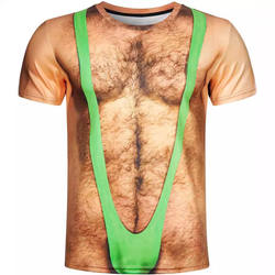 Creative and Funny Macho Muscle Quirky Clothing Trendy Men's Short-Sleeved T-Shirt with 3D Stereo Pattern Personalized Fake Chest and Abdominal Muscle Shirt