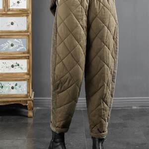 
Down pants for women's outer wear rhombus thickened windproof and warm loose winter high waist fashionable clearance women's cotton pants