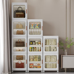 New Installation-Free Foldable Storage Cabinet with Wheels, Household Children's Wardrobe, Toy and Snack Storage Cabinet