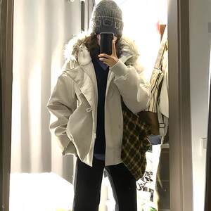 
American retro fur collar parka cotton coat for men, winter mountain sculpture couple cotton coat, high-end hooded work jacket