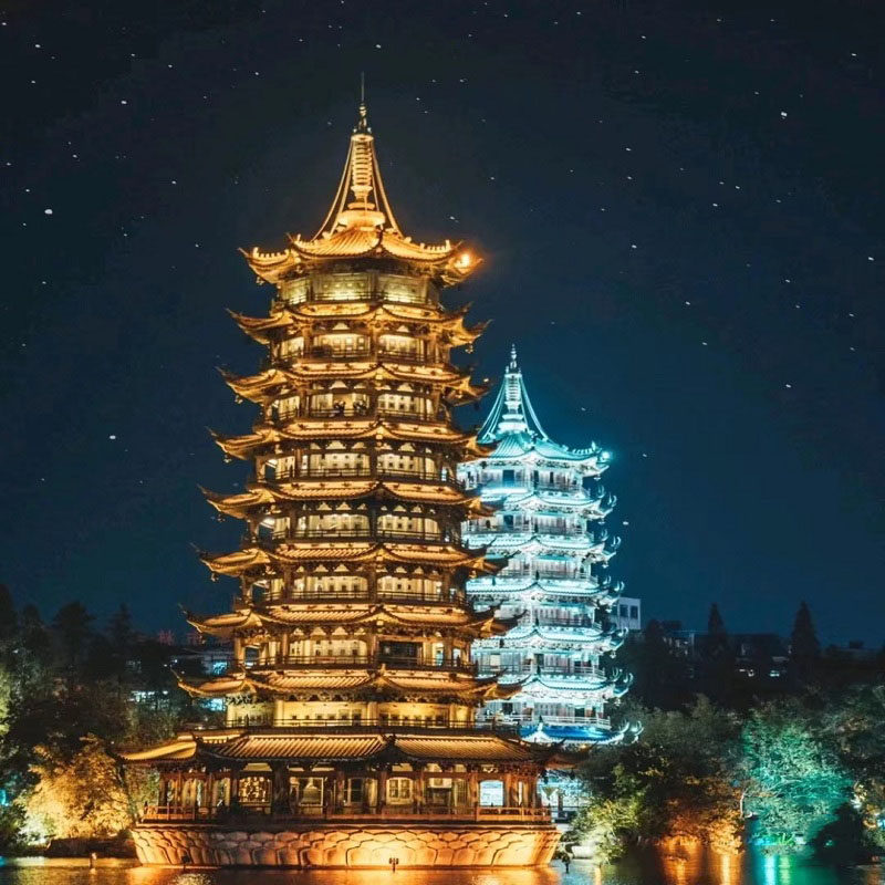 双飞广西桂林旅游4天3晚漓江阳朔遇龙河票流旅游景点跟团游四日游