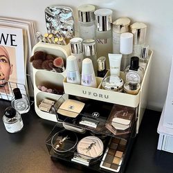 Cosmetic Storage Box for Home Use, High-End Dressing Table Organizer with Large Capacity for Lipstick and Skincare Products, Multifunctional Compartmentalized Shelf