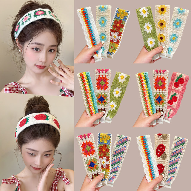 Knitted wool Li Qin's same style sticky hair headband Velcro hair stickers bangs stickers magic stickers for bathing
