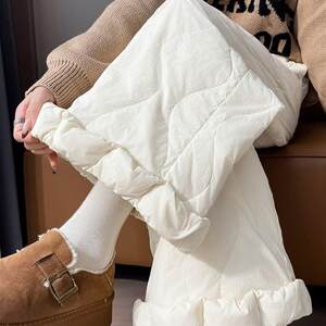 
Windproof and waterproof white duck down cold-resistant and warm ankle-length trousers for women winter down wide-leg casual pants plus velvet pants