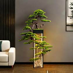 Simulated Welcoming Pine Tree, High-End Light Luxury Corridor Large Ornament, Landscaping Hotel Decoration, Simulated Tree Foyer Floor-Standing Bonsai