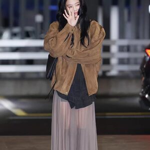 
TE lemaire tulle see-through Jennie same style slim long-sleeved dress elegant two-piece fishtail long skirt