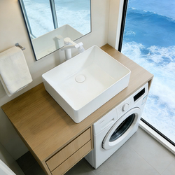 Rear-Side Sink Basin for Washing Machine, Balcony Washbasin, Household Thin-Edge Ceramic Basin, Square Washbasin