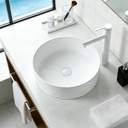 Round Thin-Edged Ceramic Small-Sized Countertop Basin Balcony Washbasin Household Washbasin Bathroom Sink