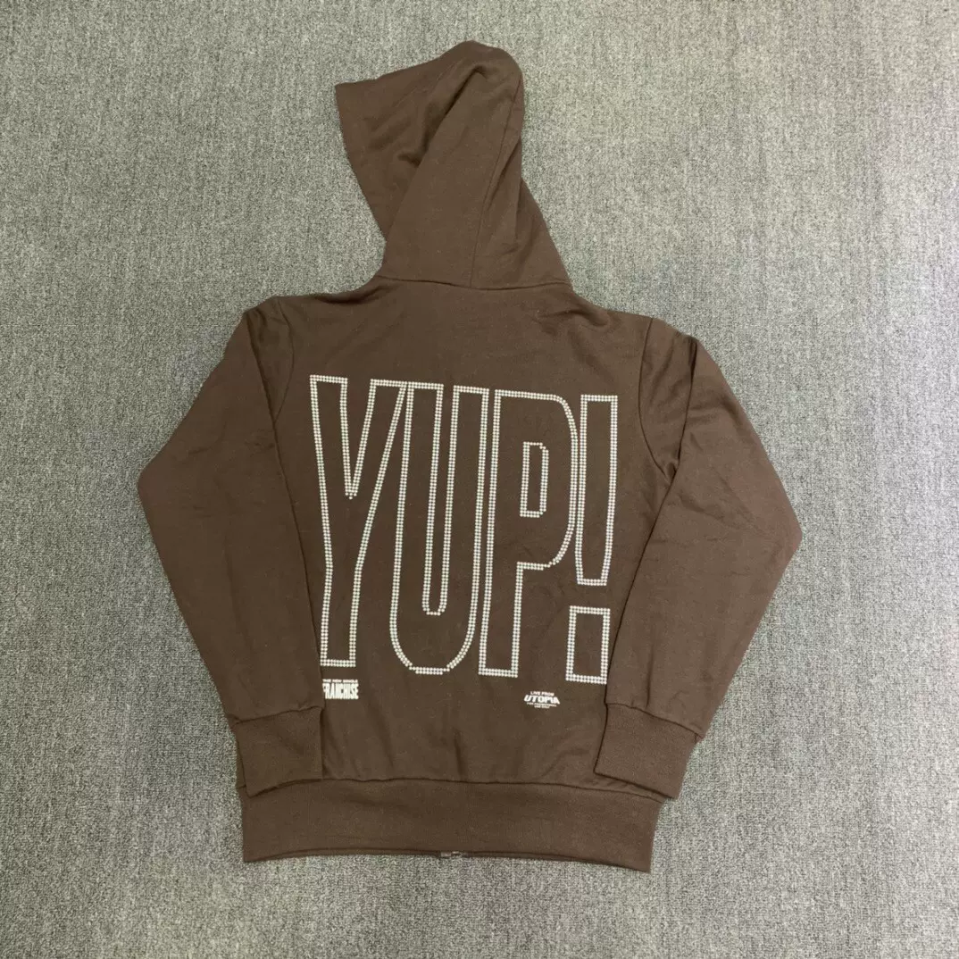 Travis Scott Franchise YUP hoodie 银色立体logo 拉链帽衫卫衣-Taobao