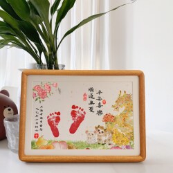 One-Year-Old Hand and Foot Print Photo Frame, Full Moon Ritual Supplies, 100 Days of Zodiac, Family Portrait, Footprint Painting, Ink Mud Souvenir