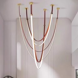 Light Luxury Minimalist Dining Room Lamp Designer Belt Lamp Villa Living Room Model House High Ceiling Duplex Staircase Chandelier