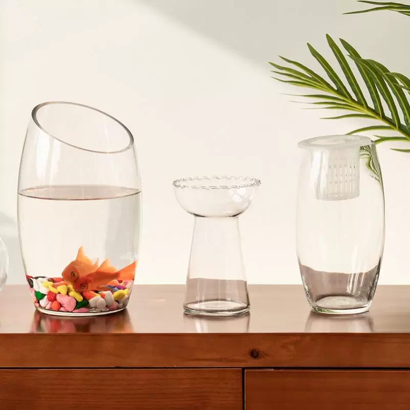 养花玻璃白色固定花瓶专用培植蓝塑料篮子水培植物圆形