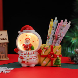 Santa Claus Pen Holder Small Ornament Crystal Ball Storage Decoration Gift for Kids, Students, Teachers Christmas Present