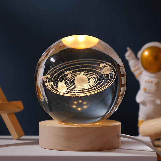 Glowing crystal ball desktop ornaments, solar system moon ornaments ...