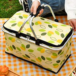 German Outdoor Spring Outing Foldable Picnic Basket Camping Insulated Portable Basket Props Supplies Storage Basket