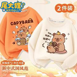 Boys' Kapibara Sweatshirt, Spring and Autumn 2025 New Model, Children's Casual Top for Older Kids, Spring and Autumn Clothing