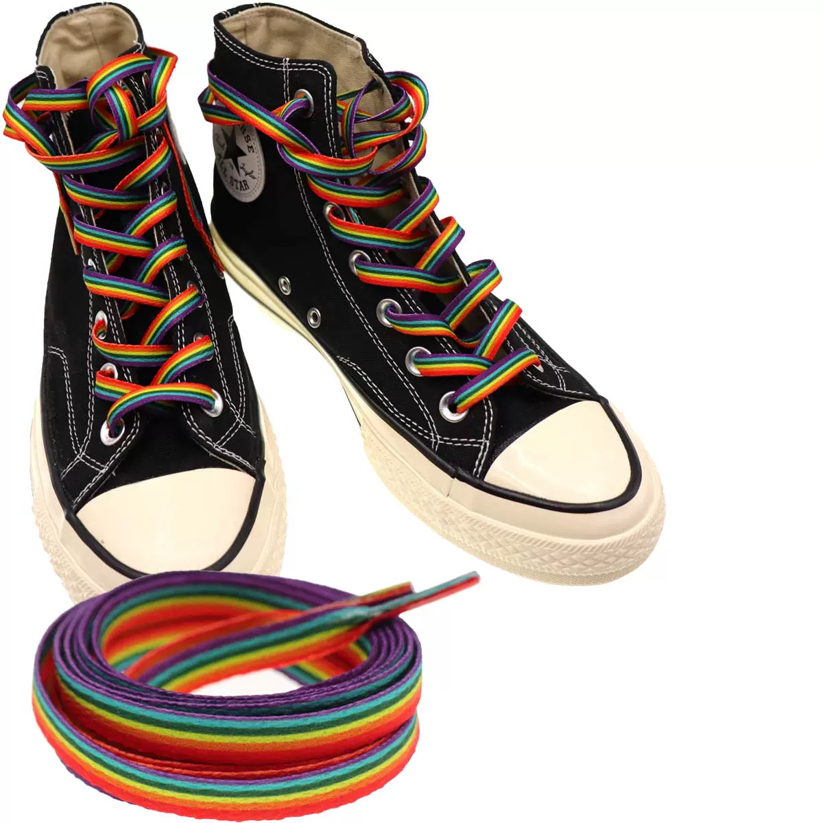 Rainbow Shoelace Gradient Color Low-Cut High Top Shoes Lace-Taobao