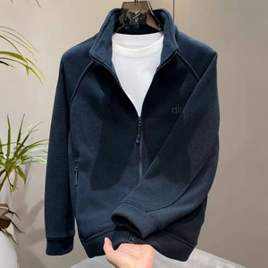 
2025 autumn double-sided fleece stand-collar cardigan sweater men's trendy brand fashion versatile loose couple jacket jacket