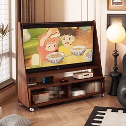 Solid Wood Movable Tv Stand Nordic Style Home Living Room Bedroom Floor-Standing Storage Cabinet Universal Wheel Tv Cabinet