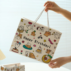Cute Cartoon Birthday Gift Packaging Gift Bag New Style Portable ins White Cardboard Bag Durable Storage Shopping Bag
