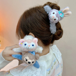 Cartoon Hair Clip, Large Size, Stellalou Plush, Cute Claw Clip for Women, Autumn and Winter, Half-Hold Hair Clip for the Back of the Head, High-End Shark Clip