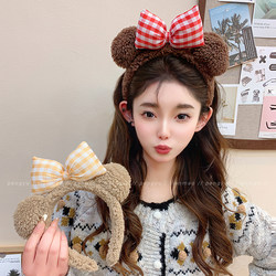 Cartoon Plush Bow Disney Autumn and Winter Headband for Women, High-End, Stylish, Fashionable, Face-Washing Cat Ears That Make the Face Look Smaller