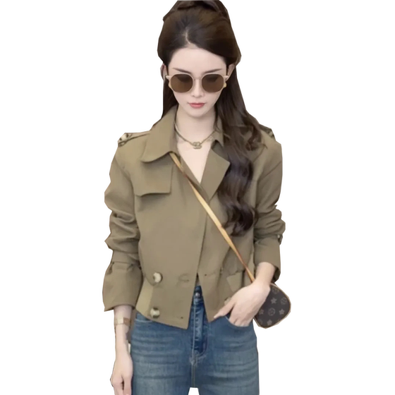 
Short windbreaker for women in autumn 2025 new style this year's fashionable small-sized British style slim jacket trend