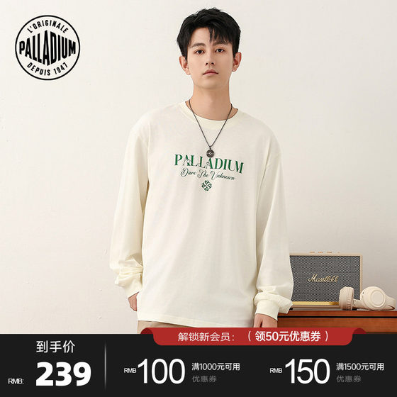 
PALLADIUM Daily Casual Loose Round Neck Graphic Print Men's and Women's Long Sleeve T-Shirt 1012618