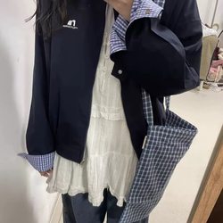 Wilderness Space Reversible Jacket for Women 2025 Early Autumn New Plaid Patchwork Loose Casual Design Jacket Trendy