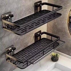Bathroom Storage Rack, Wall-Mounted, No-Drill, for Toilet, Shower, Washroom, Sink, Wall Storage Shelf