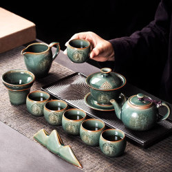 Jingdezhen Kung Fu Tea Set, Luxurious and High-End, Ceramic for Home Use, Office Reception, Gift Box for Leaders