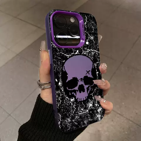 Phone Cases Covers Punk Goth Skull Illustration Silicone TPU iPhone 15, iPhone 14, iPhone 13, iPhone 12,