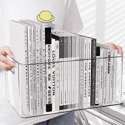 Acrylic Desktop Storage Box Transparent Dormitory Desk Stationery Book Storage Rack Organizer Box Office File Basket