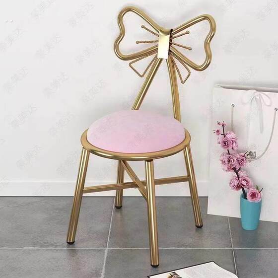 
Light luxury makeup chair, bedroom, girl's home, Internet celebrity backrest chair, bow girl's dressing stool, modern simple style