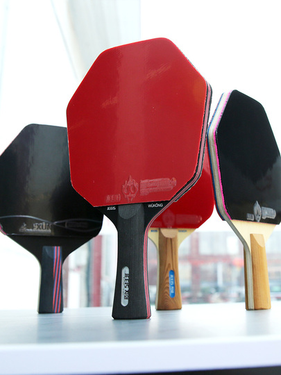 Jeels 六角形卓球ラケット - プロフェッショナル両面接着剤 - 横グリップ