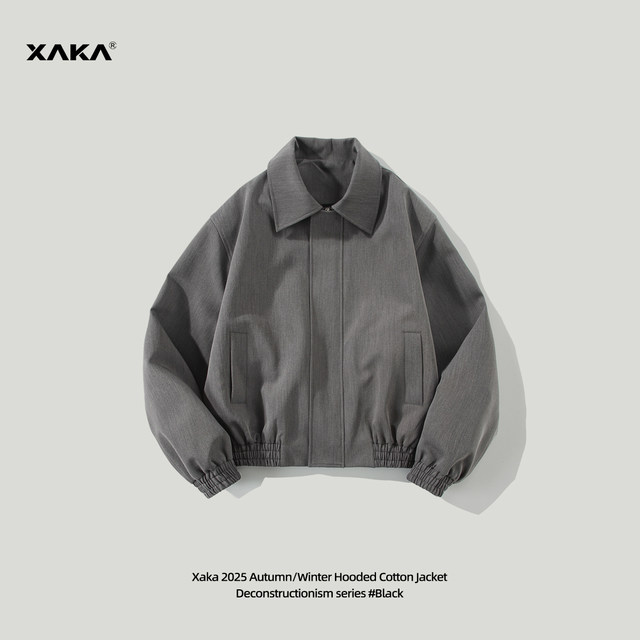 XAKA American retro style spring lapel couple jacket versatile short wide version high-end bomber jacket men