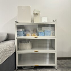 Baby Feeding Table Storage Rack for Home Use in Small Apartments, Movable Baby Storage Cabinet, Floor-Standing Dust-Proof Miscellaneous Storage Cabinet