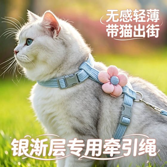 
Silver gradient layer special kitten traction rope cat pet kitten anti-break-away harness strap cat rope harness