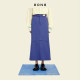 8ON8 2023 spring dress spliced ​​high waist retro navy pure cotton herringbone long skirt skirt