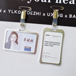 Double-Sided Transparent Id Card Holder Employee Badge Card Holder Metal Pin Clip Work Badge Doctor Nurse Badge