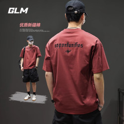 Glm American High Street Short-Sleeved T-Shirt for Men 2025 New Half-Sleeve Inner Wear Summer Casual Base Shirt Top for Men