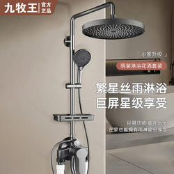 Thickened All-Copper Exposed Shower Faucet Set for Home Bathroom, Pressure-Boosting Exposed Pipe Shower Faucet