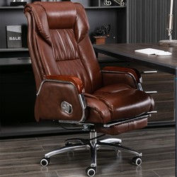 Genuine Leather Executive Chair Office Seat Computer Chair Home Reclining Office Chair Comfortable Long-Sitting Swivel Business Chair