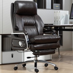 Genuine Leather Boss Chair, Reclining Office Chair, Massage Executive Chair, Comfortable for Long Sitting, Computer Chair, Home Office Chair