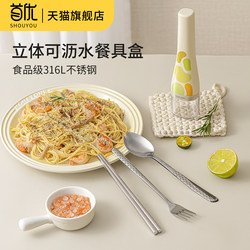 316 Stainless Steel Tableware Set for Home Use, High-End, Light Luxury, Portable Chopsticks, Spoon, and Fork Three-Piece Set