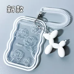 ins Wind Transparent Rose Card Holder Access Control Meal Card Id Holder Bus Campus Student School Badge Badge Work Brand