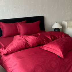100S cotton jacquard four-piece set in bright red