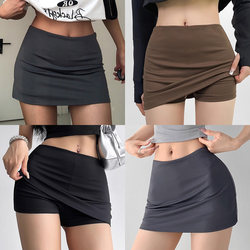 American Style Spicy Girl Sports Short Skirt for Women, Summer 2026 New Black Half Skirt, Plus Size Fat mm Yoga Hip-Hugging Pants Skirt
