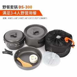 Outdoor camping cookware set for 3-4 people, camping portable pot set, folding picnic tableware for self-driving travel DS300