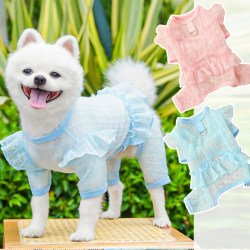 Original Four-Legged Clothing, Ultra-Thin and Breathable Pet Clothing for Cats and Dogs, Summer Flutter-Sleeve Skirt Pants, Sun Protection Clothing Supplies for Bichon Frise